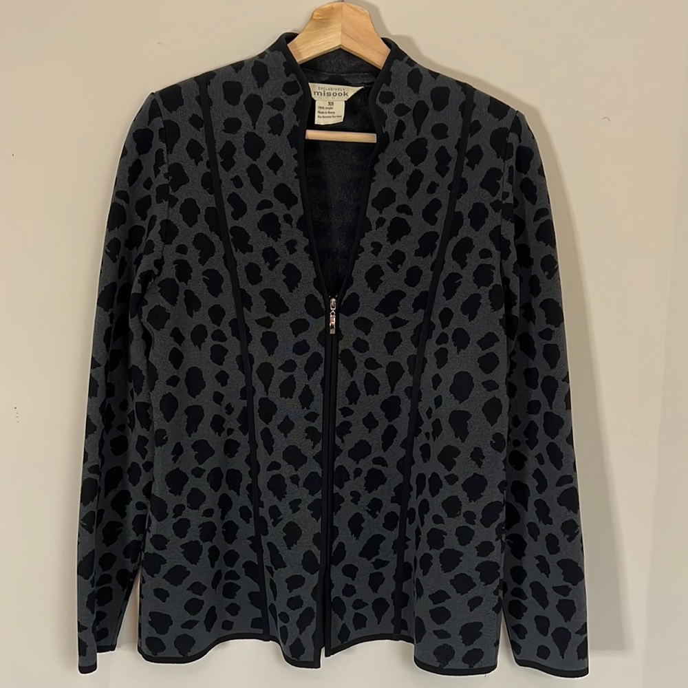 Exclusively Misook Animal Print Zip Up